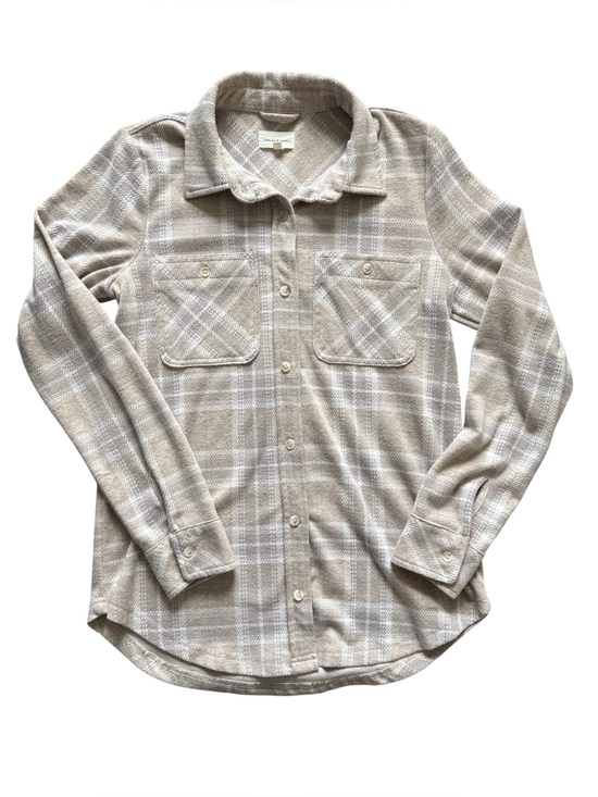 Tops - Thread & Supply Plaid Shirt Womens XS Beige White Soft Button Front Flannel